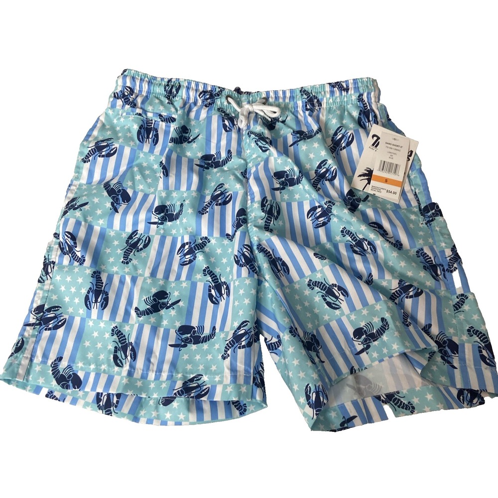 Surf & Swim Sano Mens Lobster Beach Swimming Trunks Blue Small TS169-12mac